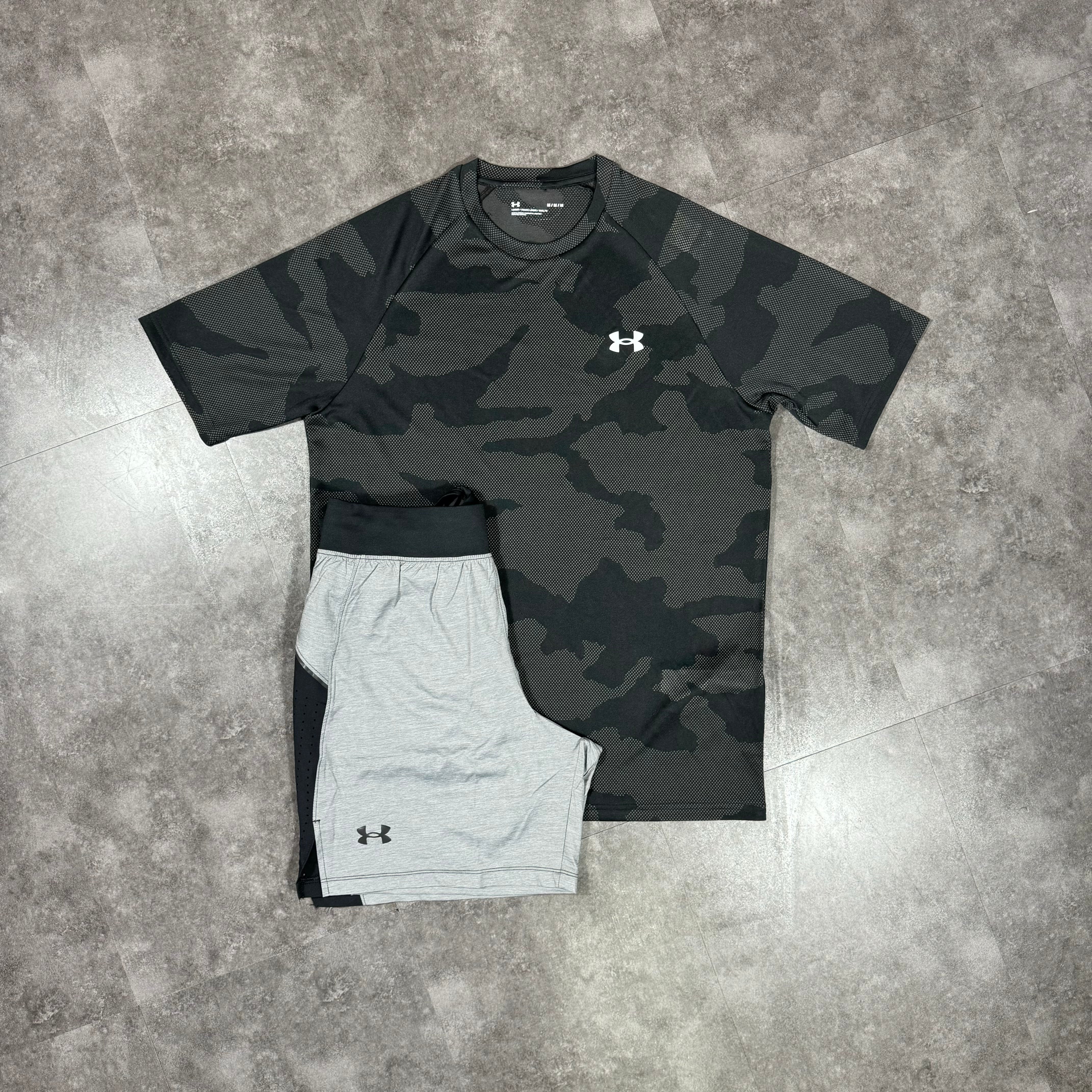 Under Armour Camouflage T-Shirt/Shorts Set Black/Grey